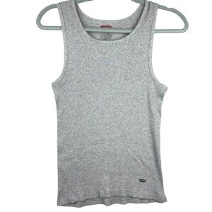 VTG Levi's Authentic Heather Gray Knit Tank Top Ribbed Small Grunge Punk Y2K